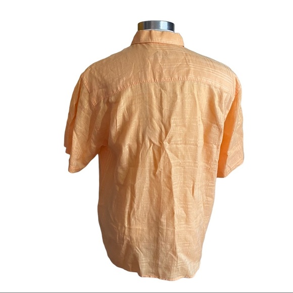 Tommy Bahama Mens Orange Textured 100% Linen Short Sleeve Button Up Shirt Sz XL - Picture 5 of 12